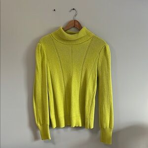 LOFT Lime/Neon green Cowl Neck Sweater with Ribbed Detailing